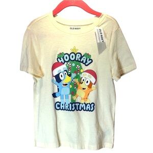 New Bluey Cream Colored Christmas T Shirt Hooray Christmas Size 5T NWT